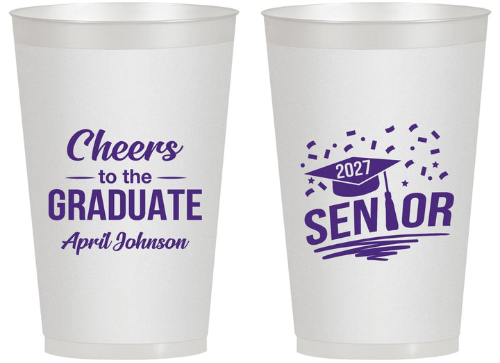 Personalized Graduation 14 oz Frosted Cups - Class Of 2027 Cheers Graduate | 130035