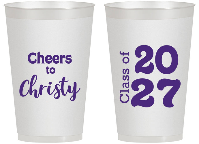 Personalized Graduation 14 oz Frosted Cups - Class Of 2027 Cheers | 130037