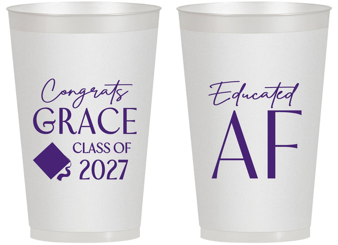 Personalized Graduation 14 oz Frosted Cups - Class Of 2027 Educated Af | 130040