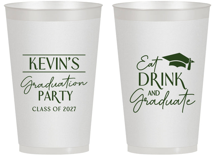 Personalized Graduation 14 oz Frosted Cups - Class Of 2027 Eat Drink Graduate | 130043