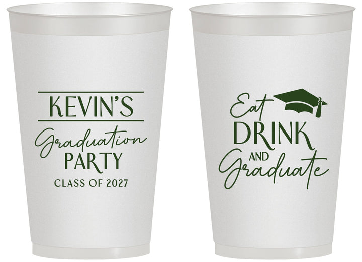 Personalized Graduation 14 oz Frosted Cups - Class Of 2027 Eat Drink Graduate | 130043