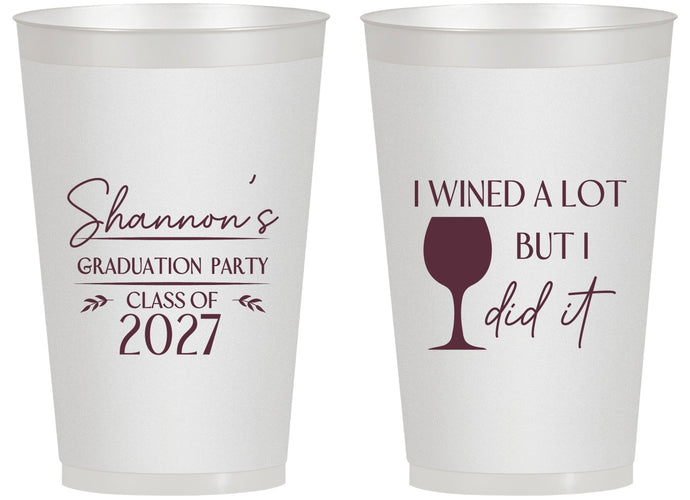 Personalized Graduation 14 oz Frosted Cups - Class Of 2027 Wined A Lot | 130044