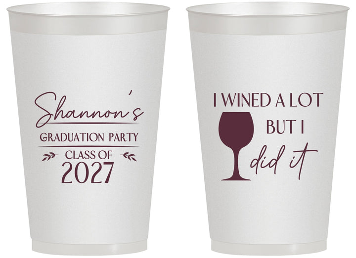 Personalized Graduation 14 oz Frosted Cups - Class Of 2027 Wined A Lot | 130044