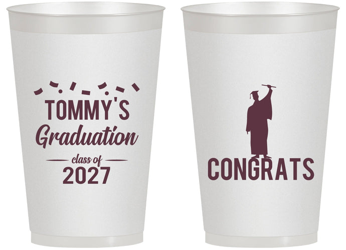 Personalized Graduation 14 oz Frosted Cups - Class Of 2027 Congrats | 130046