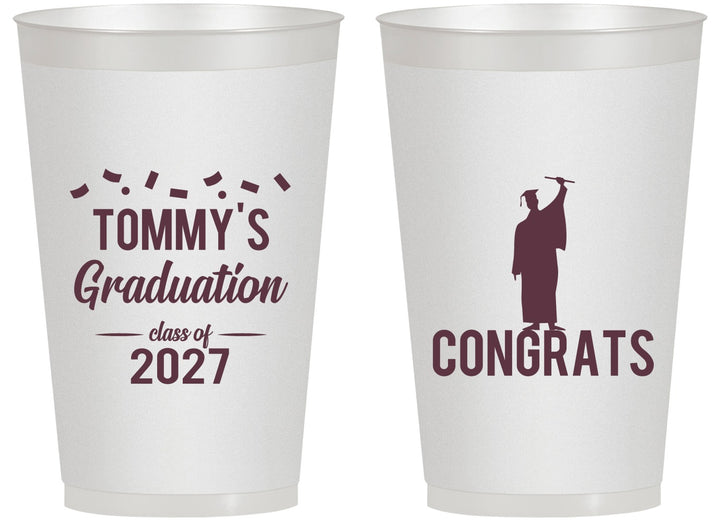 Personalized Graduation 14 oz Frosted Cups - Class Of 2027 Congrats | 130046