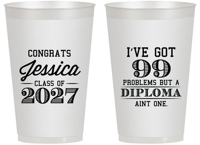 Personalized Graduation 14 oz Frosted Cups - Class Of 2027 99 Problems | 130047