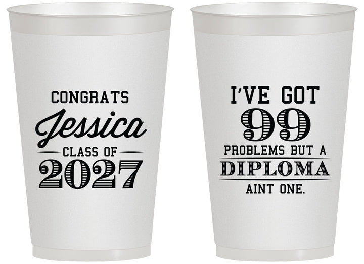 Personalized Graduation 14 oz Frosted Cups - Class Of 2027 99 Problems | 130047
