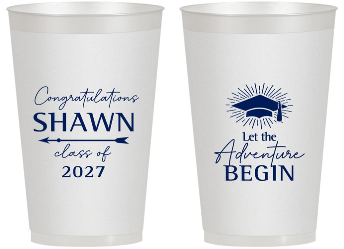 Personalized Graduation 14 oz Frosted Cups - Class Of 2027 Adventure Begin | 130048