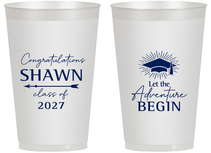 Personalized Graduation 14 oz Frosted Cups - Class Of 2027 Adventure Begin | 130048
