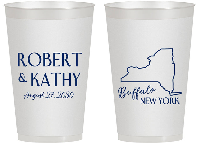 Personalized Wedding 14 oz Frosted Cups - New York | 131