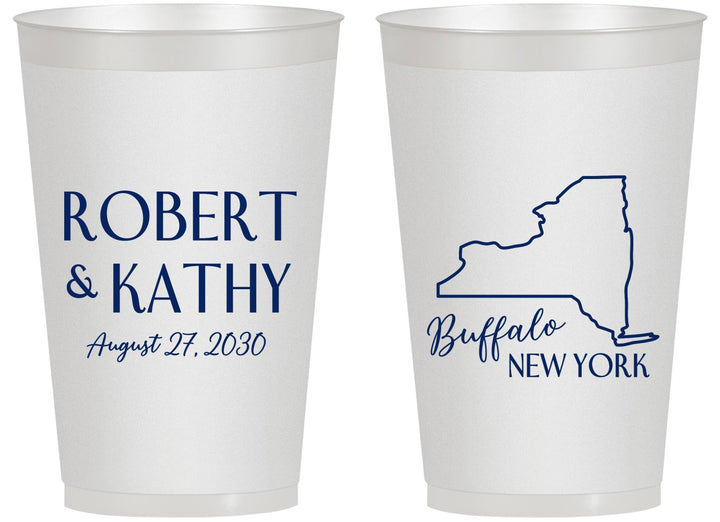Personalized Wedding 14 oz Frosted Cups - New York | 131