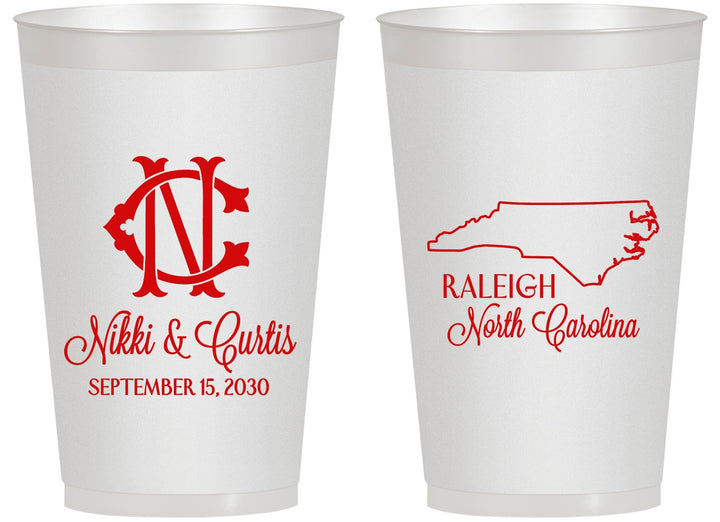 Personalized Wedding 14 oz Frosted Cups - North Carolina | 132