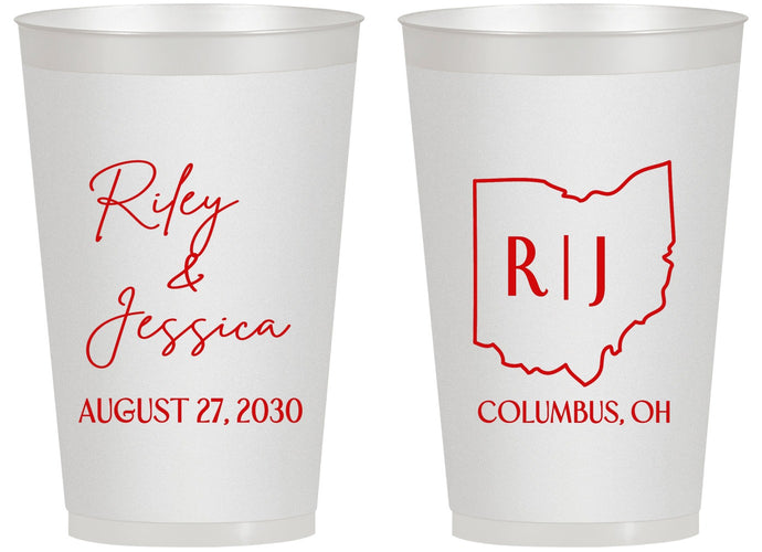 Personalized Wedding 14 oz Frosted Cups - Ohio | 134