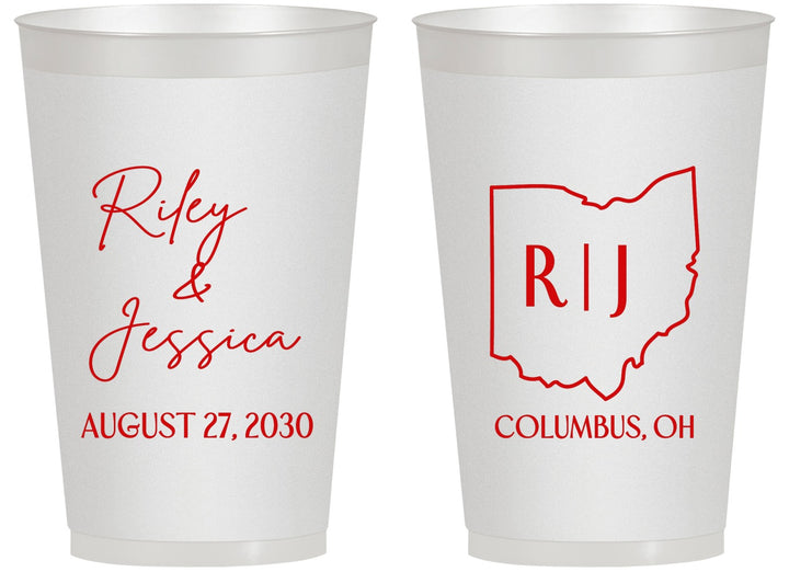 Personalized Wedding 14 oz Frosted Cups - Ohio | 134