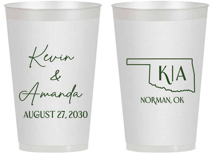 Personalized Wedding 14 oz Frosted Cups - Oklahoma | 135