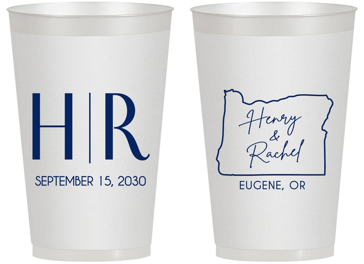 Personalized Wedding 14 oz Frosted Cups - Oregon | 136