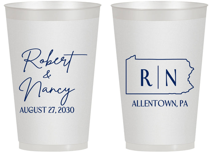 Personalized Wedding 14 oz Frosted Cups - Pennsylvania | 137