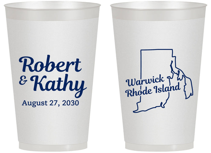 Personalized Wedding 14 oz Frosted Cups - Rhode Island | 138