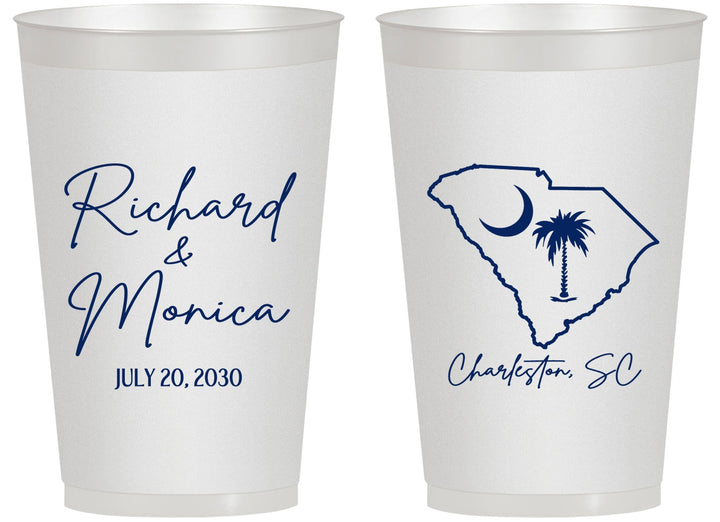 Personalized Wedding 14 oz Frosted Cups - South Carolina | 139