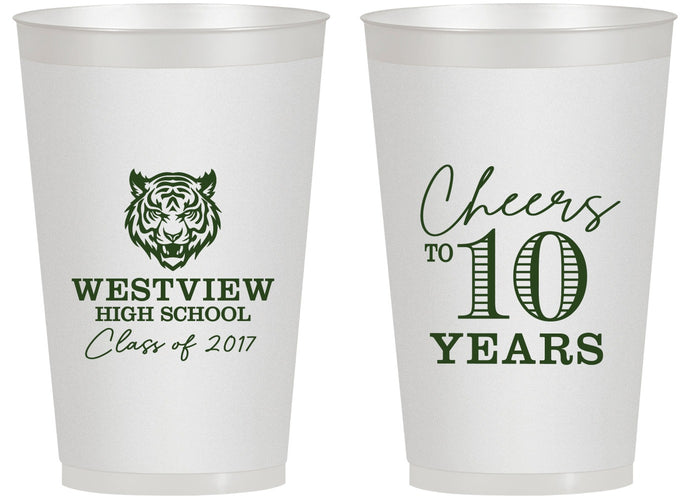 Personalized Class Reunion 14 oz Frosted Cups - Class Of 2017 10 Year | 140005