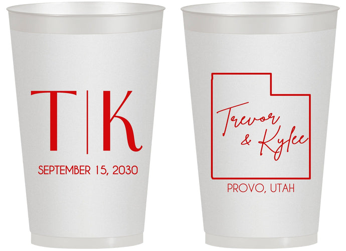 Personalized Wedding 14 oz Frosted Cups - Utah | 143