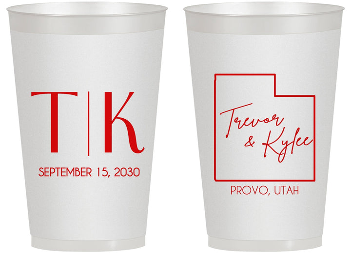 Personalized Wedding 14 oz Frosted Cups - Utah | 143