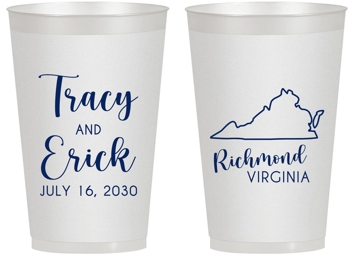 Personalized Wedding 14 oz Frosted Cups - Virginia | 145