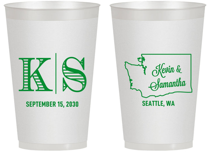 Personalized Wedding 14 oz Frosted Cups - Washington | 146