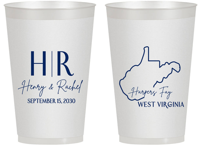 Personalized Wedding 14 oz Frosted Cups - West Virginia | 147