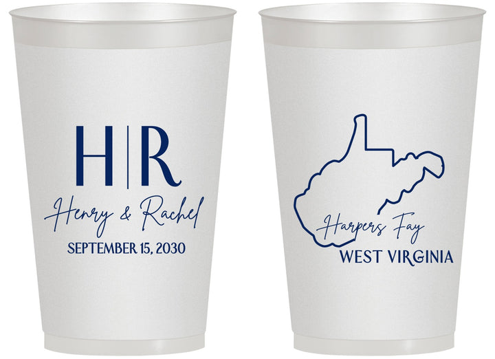 Personalized Wedding 14 oz Frosted Cups - West Virginia | 147