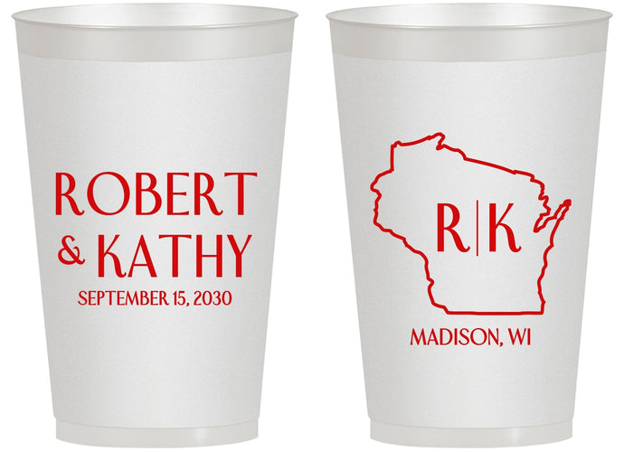 Personalized Wedding 14 oz Frosted Cups - Wisconsin | 148