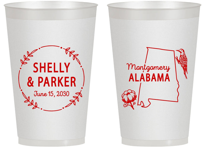 Personalized Wedding 14 oz Frosted Cups - Alabama | 150
