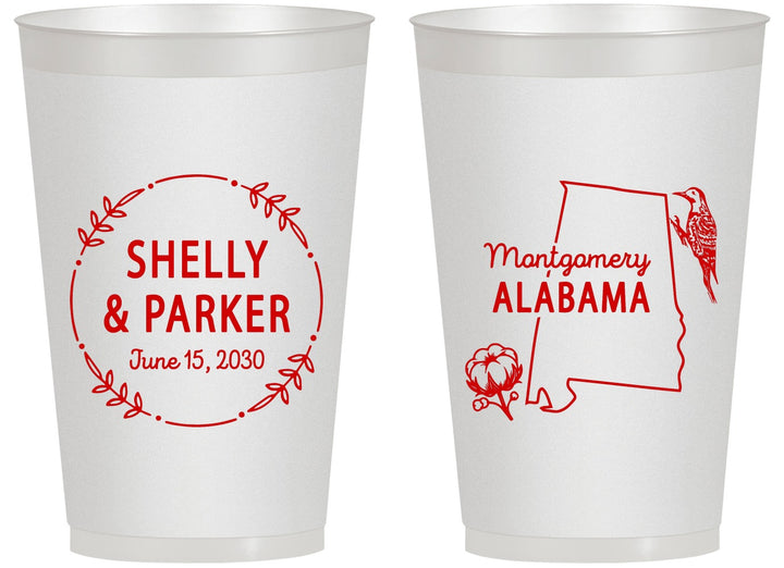 Personalized Wedding 14 oz Frosted Cups - Alabama | 150