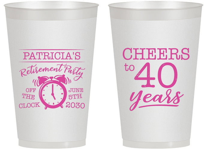 Personalized Retirement 14 oz Frosted Cups - Off The Clock | 150000