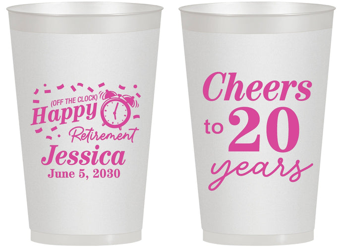 Personalized Retirement 14 oz Frosted Cups - Off The Clock | 150001