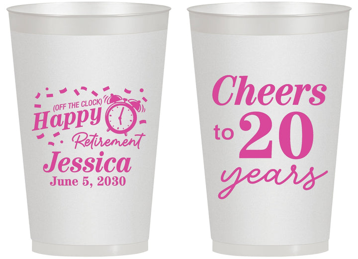 Personalized Retirement 14 oz Frosted Cups - Off The Clock | 150001