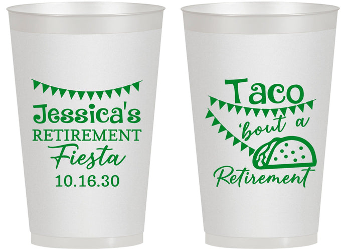 Personalized Retirement 14 oz Frosted Cups - Taco Bout A Retirement | 150002
