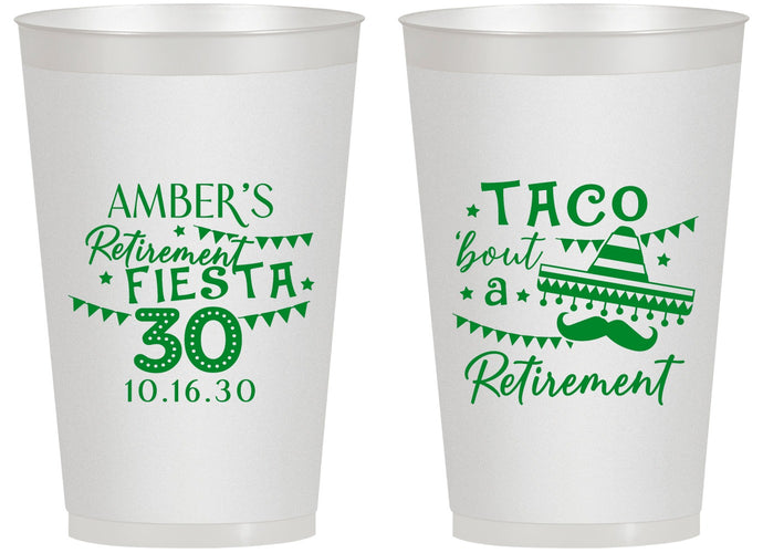 Personalized Retirement 14 oz Frosted Cups - Taco Bout A Retirement | 150003