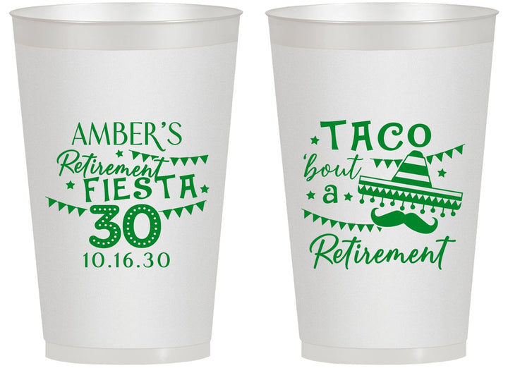 Personalized Retirement 14 oz Frosted Cups - Taco Bout A Retirement | 150003
