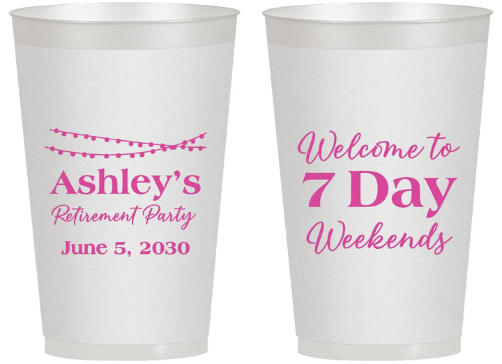 Personalized Retirement 14 oz Frosted Cups - 7 Day Weekends | 150004