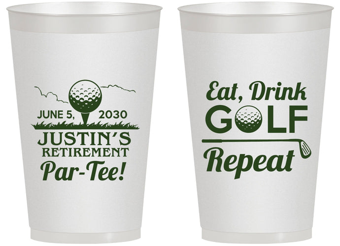 Personalized Retirement 14 oz Frosted Cups - Eat Drink Golf Repeat | 150005