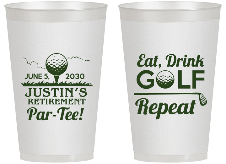 Personalized Retirement 14 oz Frosted Cups - Eat Drink Golf Repeat | 150005