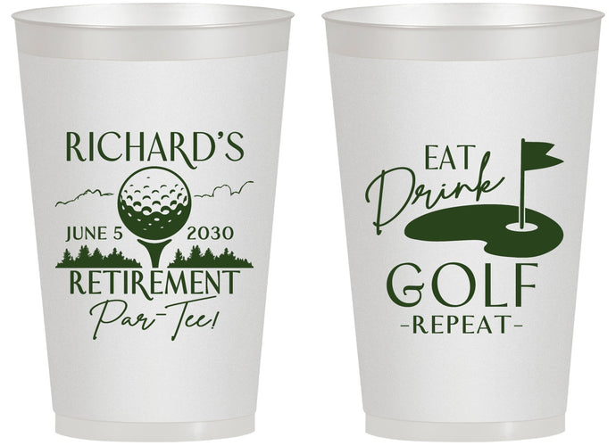 Personalized Retirement 14 oz Frosted Cups - Eat Drink Golf Repeat | 150006