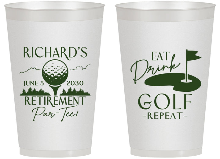 Personalized Retirement 14 oz Frosted Cups - Eat Drink Golf Repeat | 150006