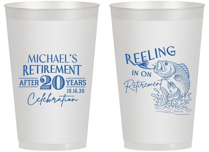 Personalized Retirement 14 oz Frosted Cups - Fishing Reeling In | 150007