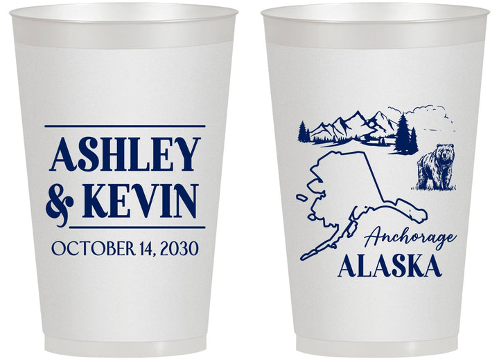 Personalized Wedding 14 oz Frosted Cups - Alaska | 151