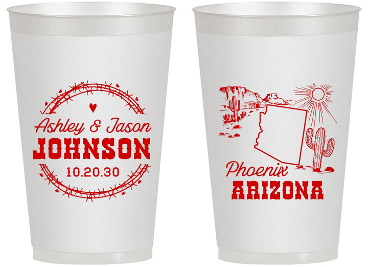 Personalized Wedding 14 oz Frosted Cups - Arizona | 152