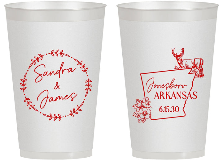 Personalized Wedding 14 oz Frosted Cups - Arkansas | 153