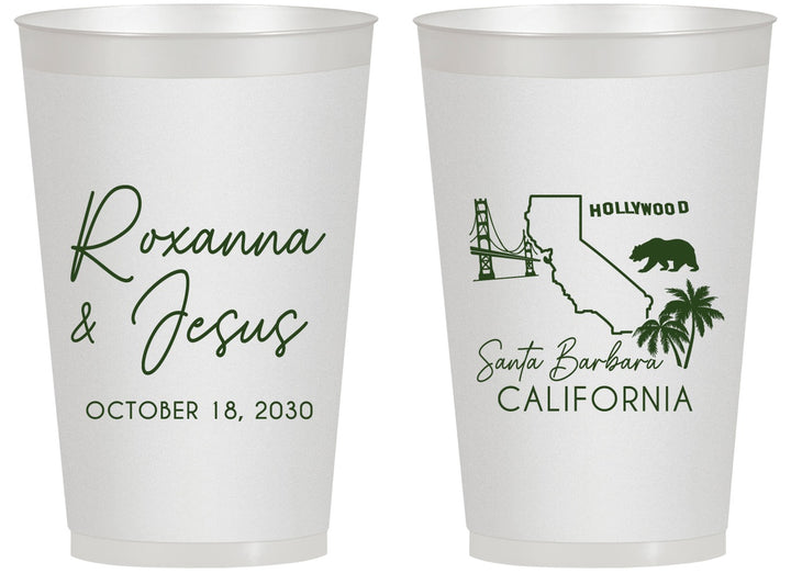 Personalized Wedding 14 oz Frosted Cups - California | 154