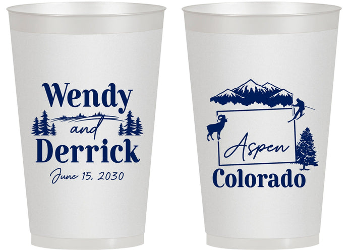 Personalized Wedding 14 oz Frosted Cups - Colorado | 155